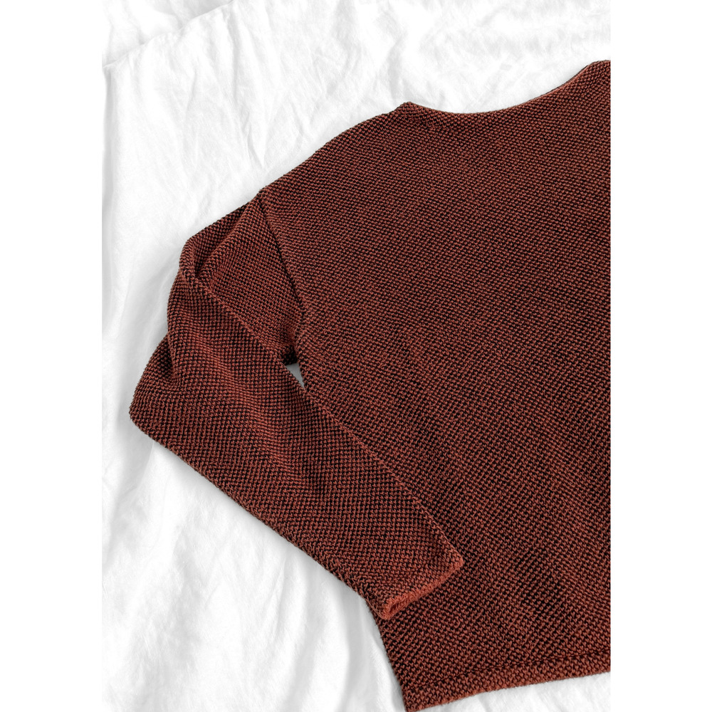 Chris Triola Rust Orange 100% Cotton Textured Hand Made Boatneck Pullover Top - Picture 5 of 9